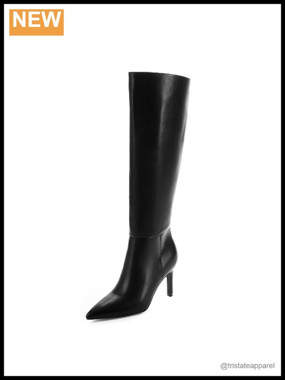 Knee High Boots Women Pointed Toe Stiletto Heel Tall Boots Faux Leather